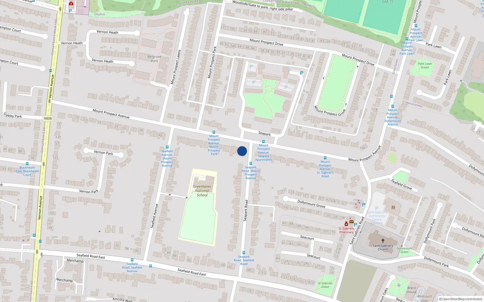 Overhead map showing the location of 67 Mount Prospect Avenue, Dublin 3
