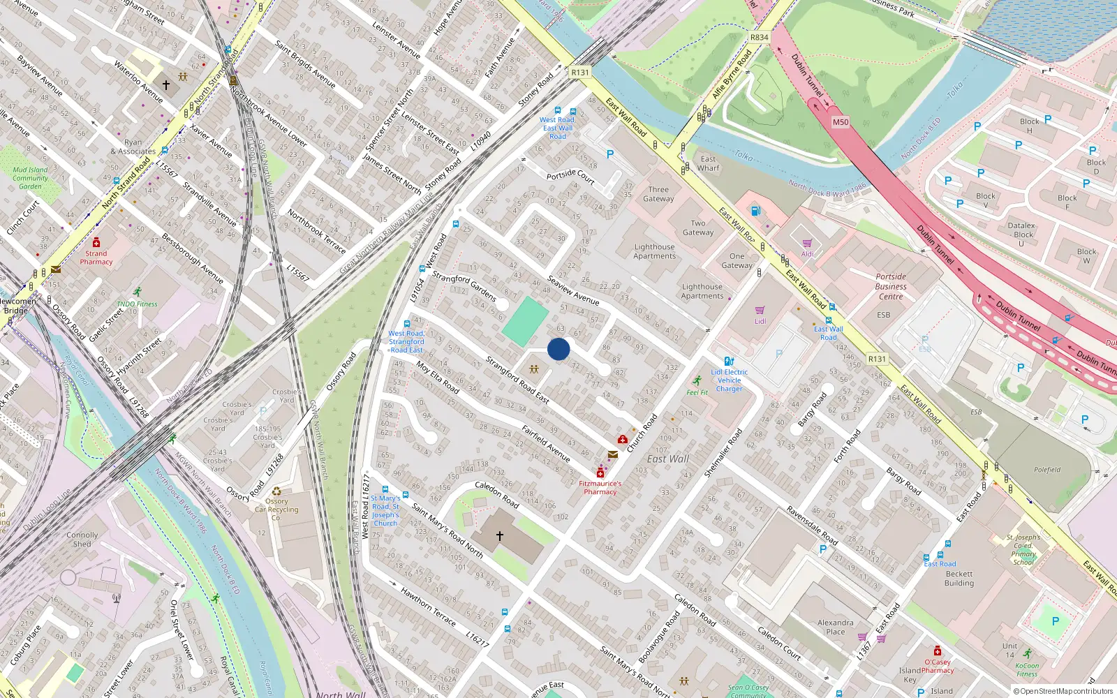 Overhead map showing the location of 67 Seaview Avenue East, Dublin 3