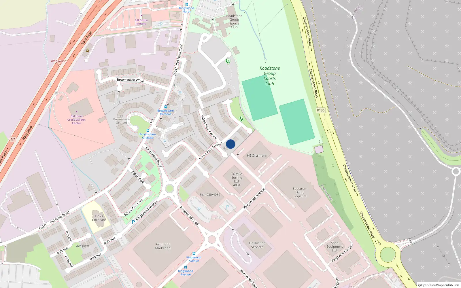Overhead map showing the location of 67 Silken Park Avenue, Dublin 22