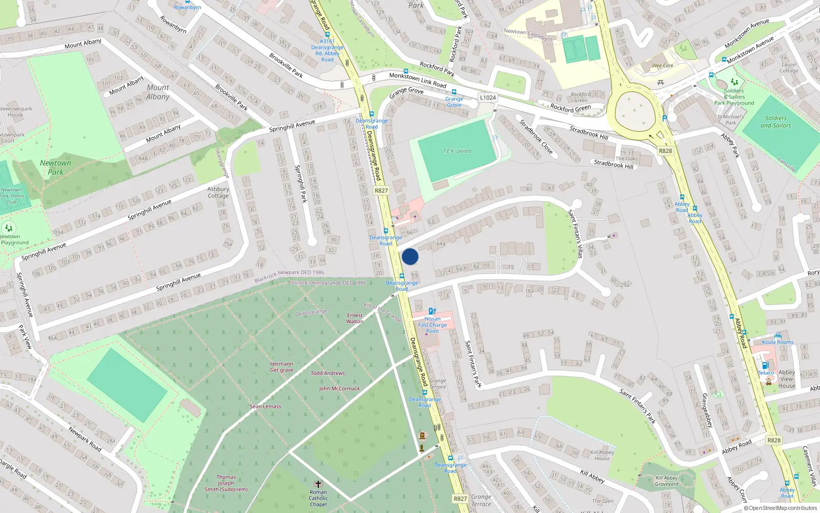 Overhead map showing the location of 67 St Fintans Villas, Deans Grange, Blackrock