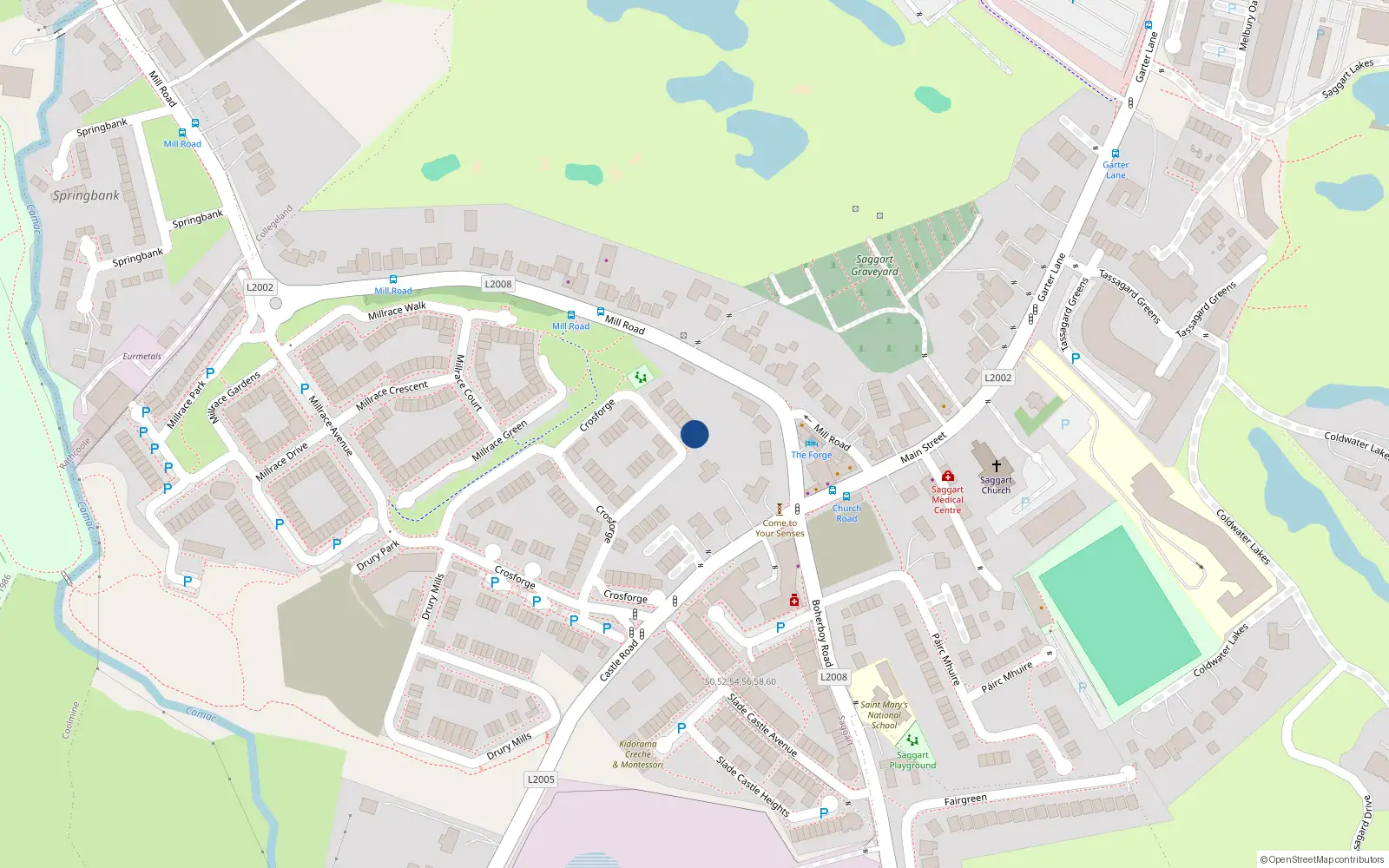 Overhead map showing the location of 68 Crosforge, Saggart