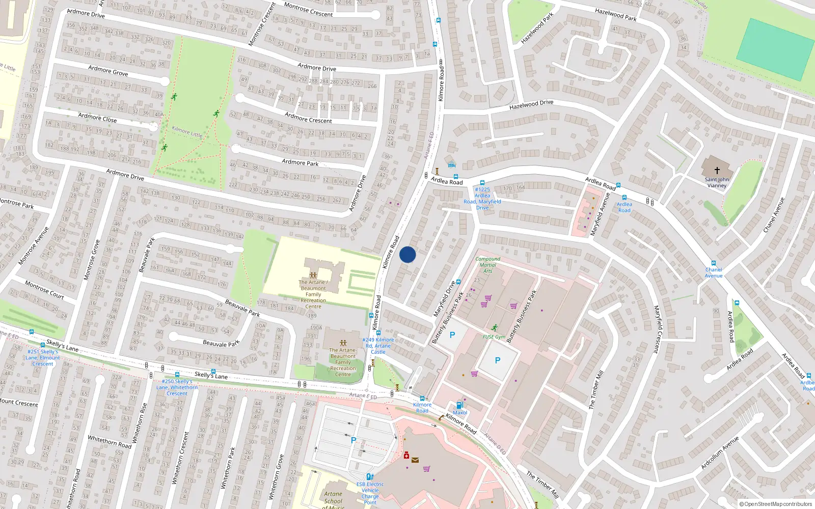 Overhead map showing the location of 68 Kilmore Road, Dublin 5
