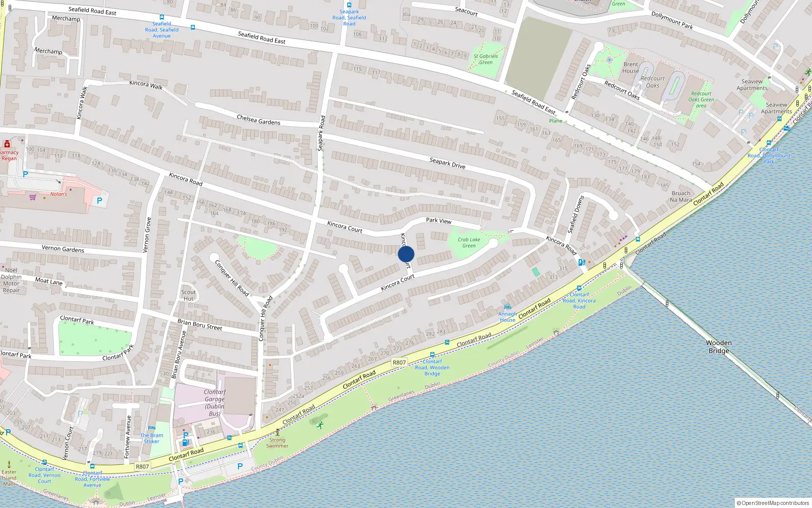 Overhead map showing the location of 68 Kincora Court, Dublin