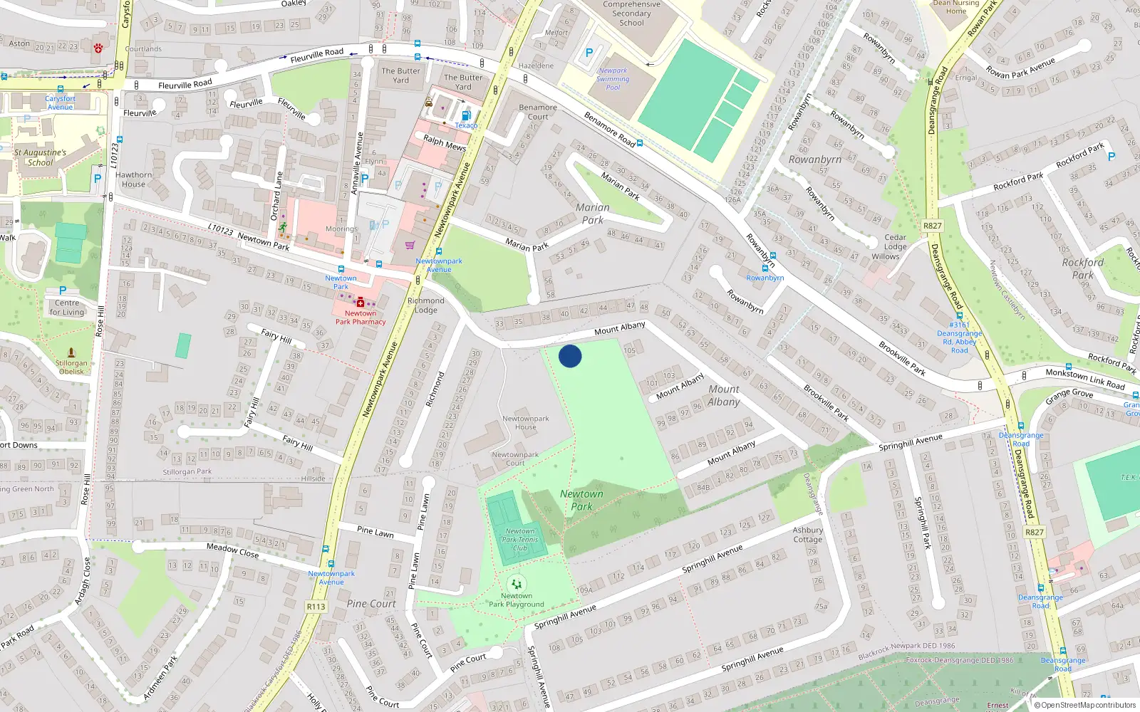 Overhead map showing the location of 68 Mount Albany, Blackrock