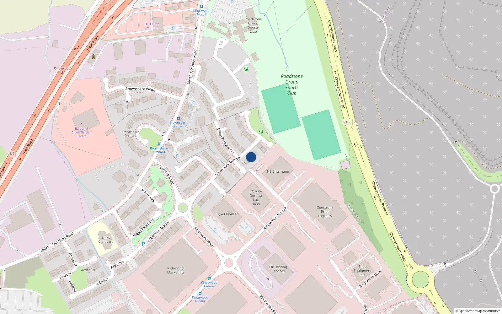 Overhead map showing the location of 68 Silken Park Avenue, Dublin 22