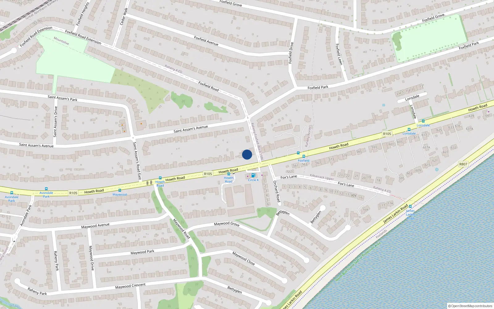 Overhead map showing the location of 684 Howth Road, Raheny, Dublin 5