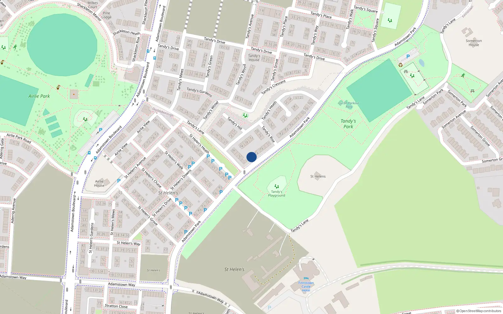 Overhead map showing the location of 69 Adamstown Park, Tandys Lane, Adamstown
