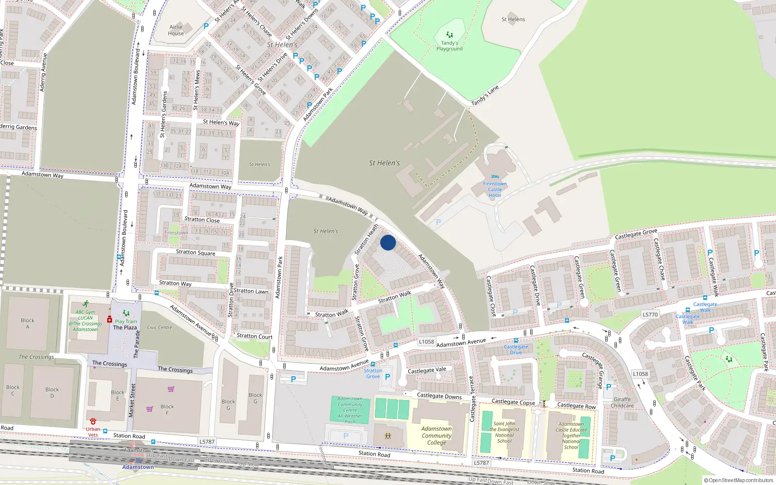 Overhead map showing the location of 69 Adamstown Way, Lucan