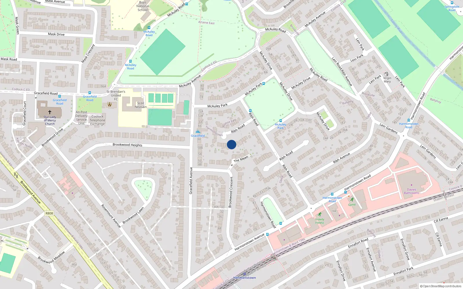 Overhead map showing the location of 69 Bothar Ribh, Artane, Dublin 5