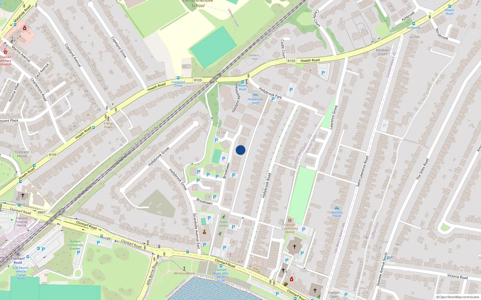 Overhead map showing the location of 69 Brooklawn, Strandville Avenue East, Clontarf