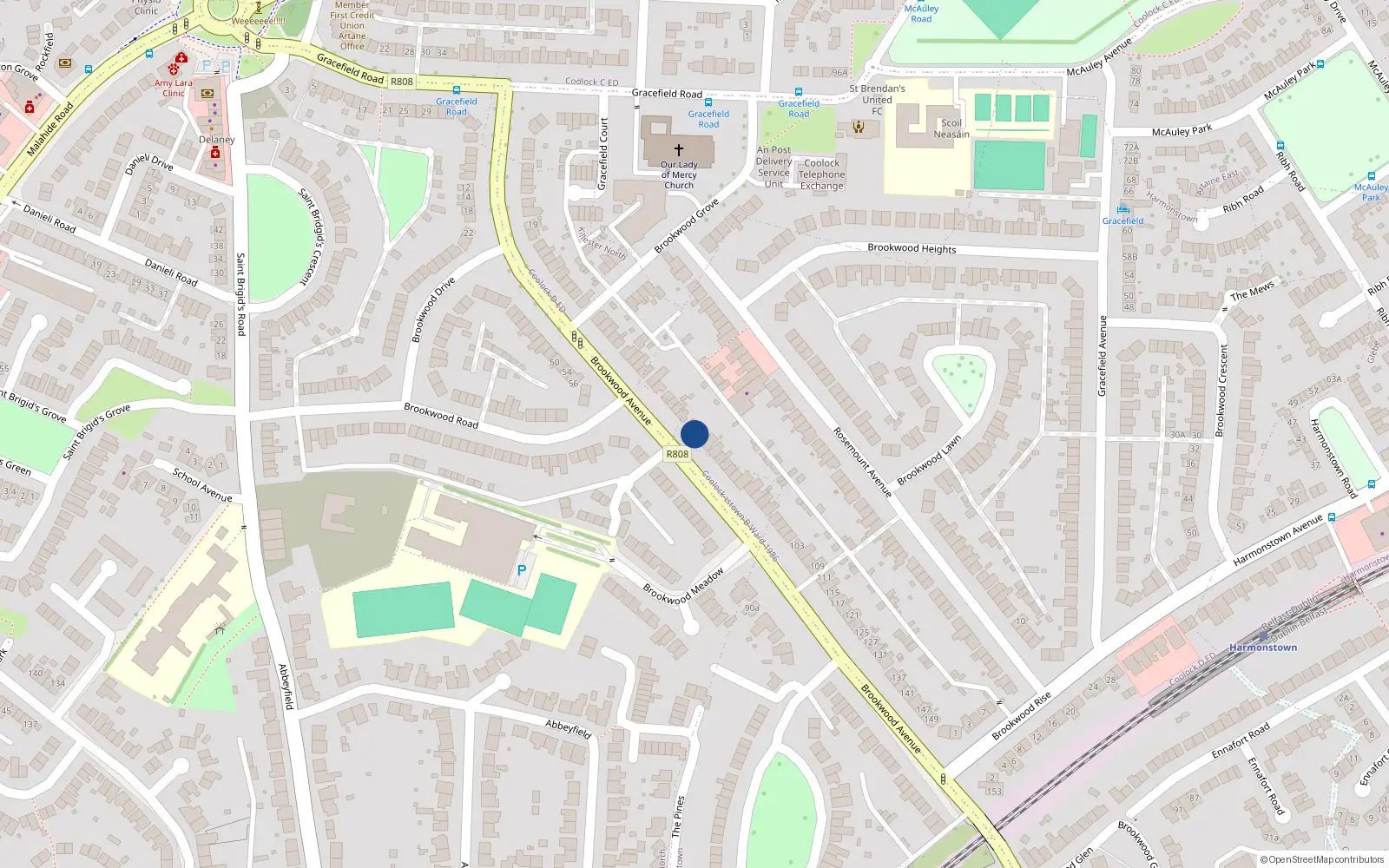 Overhead map showing the location of 69 Brookwood Avenue, Artane, Dublin 5