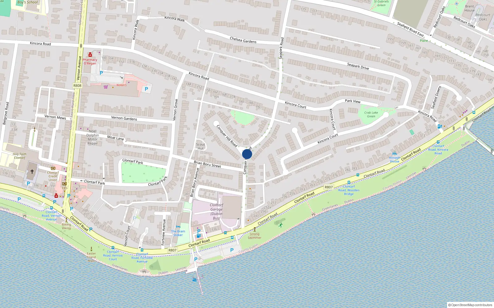 Overhead map showing the location of 69 Conquer Hill Road, Dublin 3