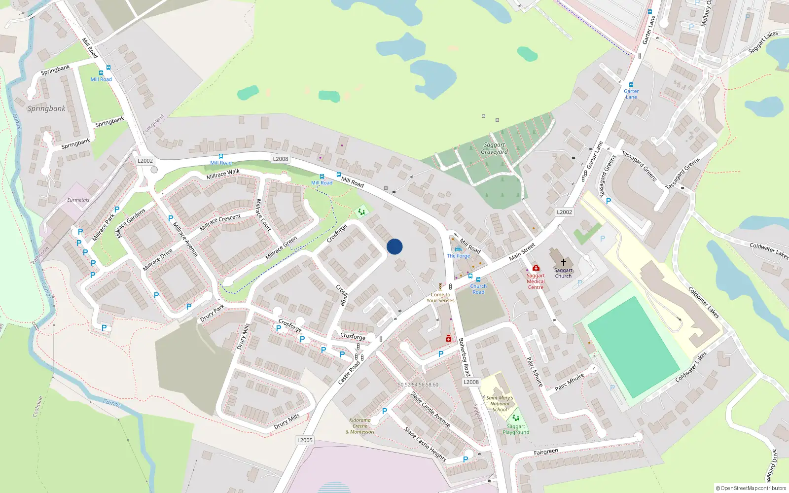 Overhead map showing the location of 69 Crosforge, Saggart