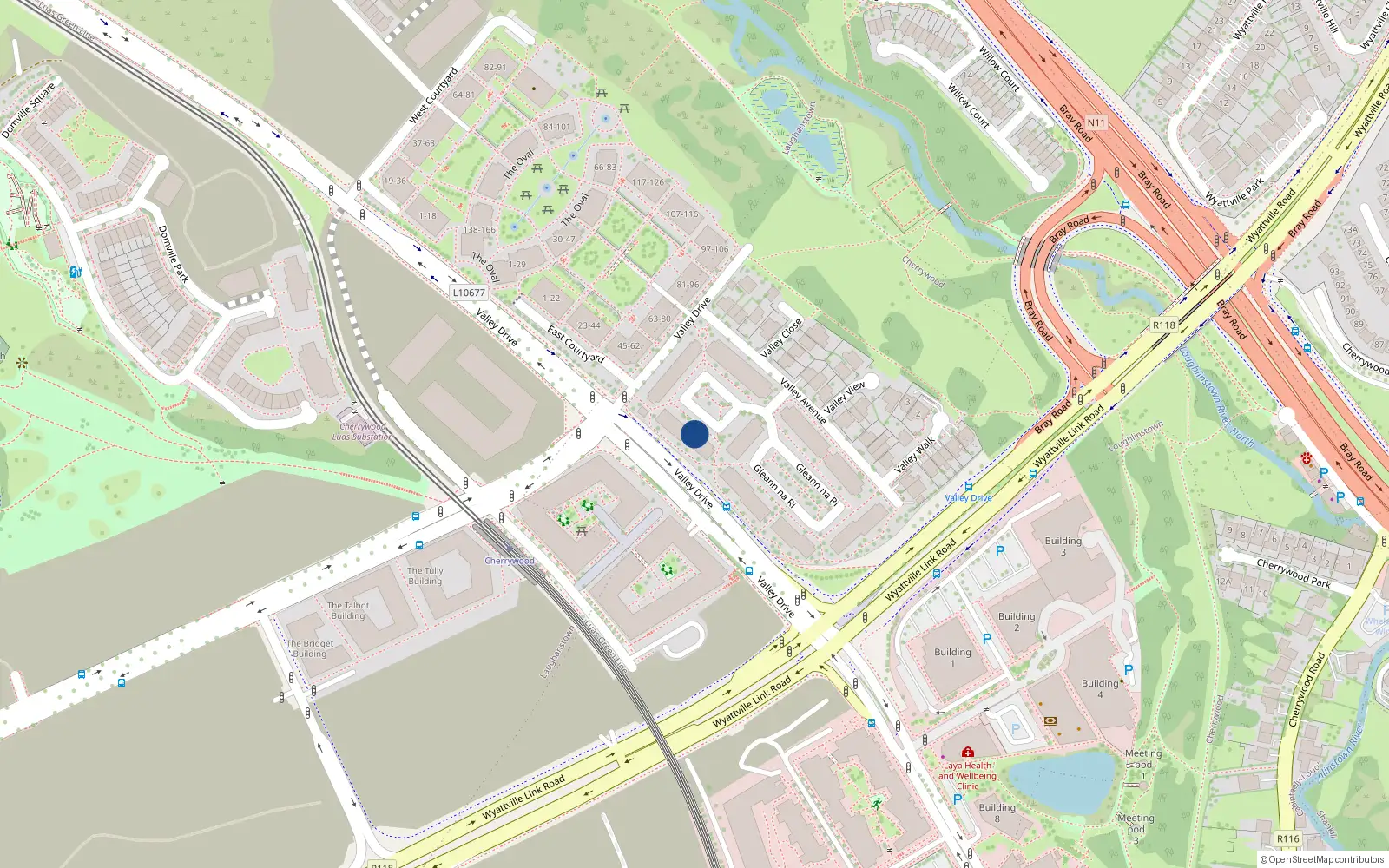 Overhead map showing the location of 69 Gleann na Ri, Cabinteely