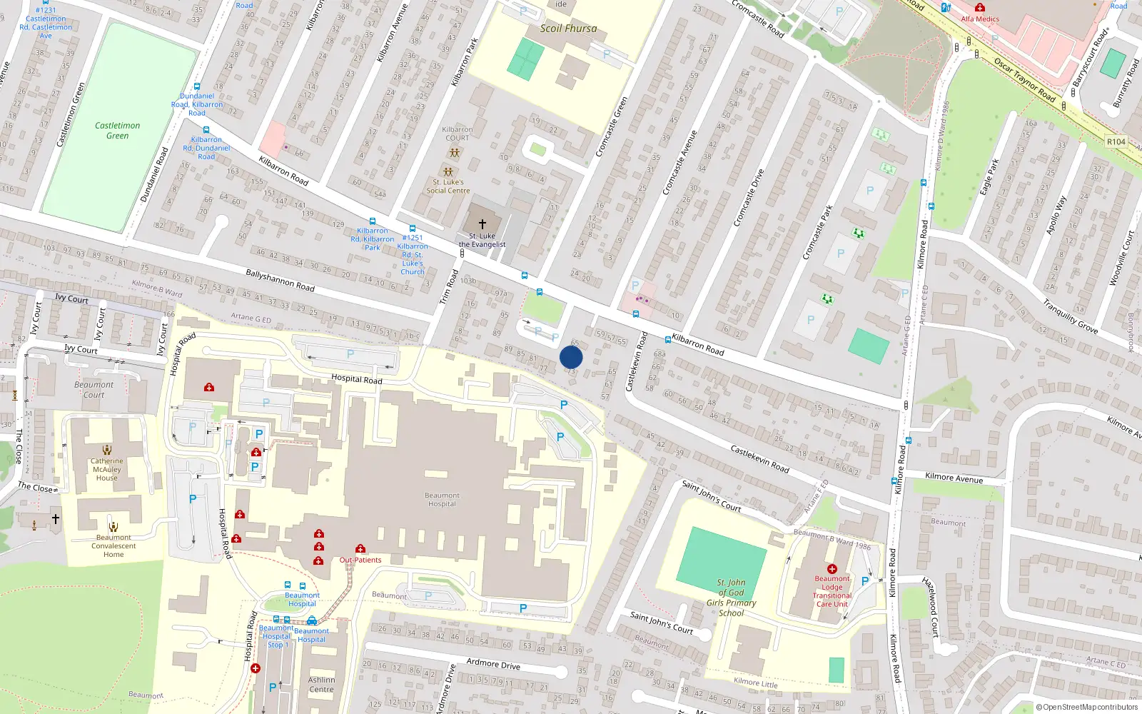 Overhead map showing the location of 69 Kilbarron Road, Dublin 5