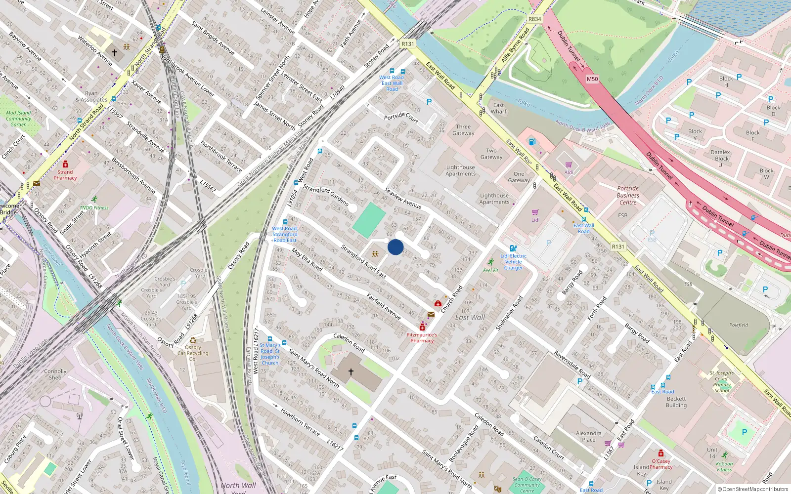 Overhead map showing the location of 69 Seaview Avenue East, Dublin 3