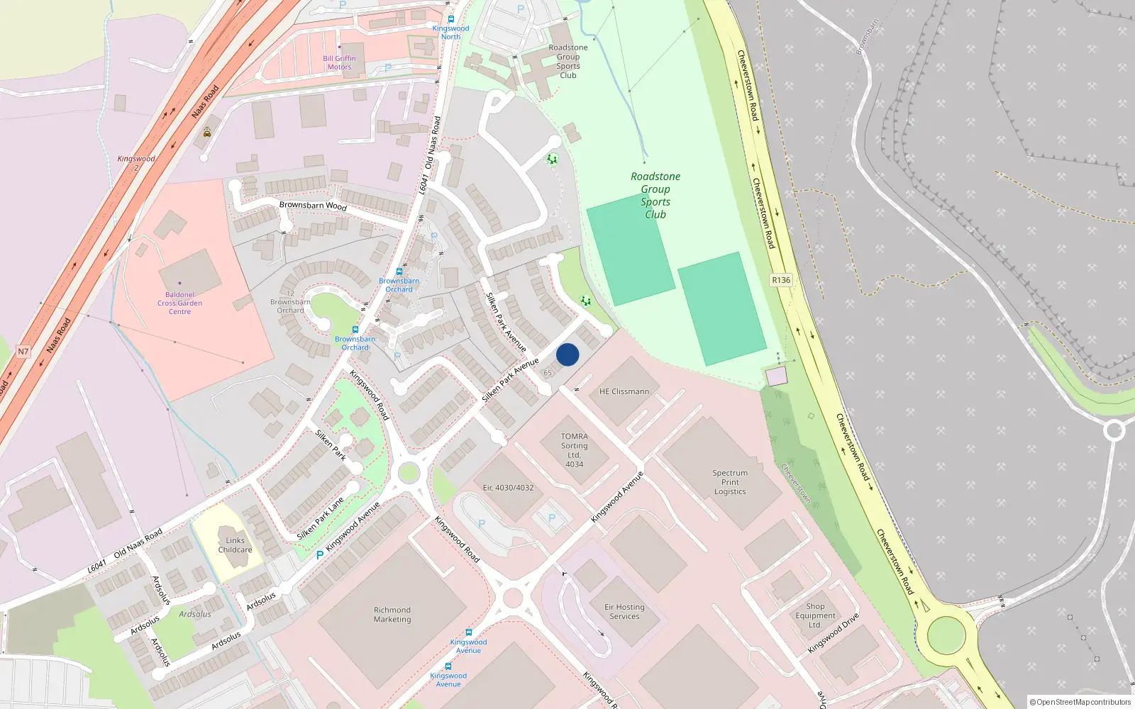 Overhead map showing the location of 69 Silken Park Avenue, Dublin 22