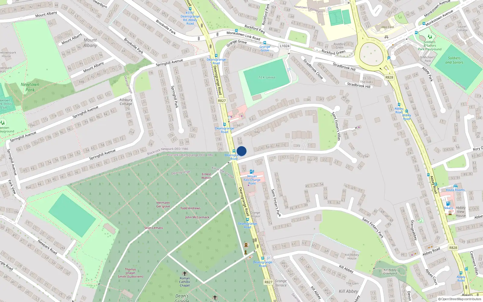Overhead map showing the location of 69 St Fintans Villa, Deansgrange, Blackrock
