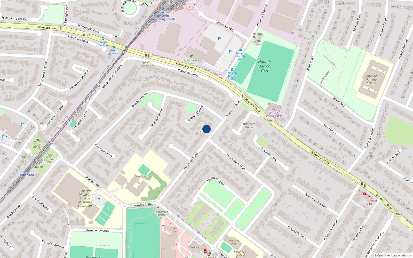 Overhead map showing the location of 69 Thornville Road, Dublin 5