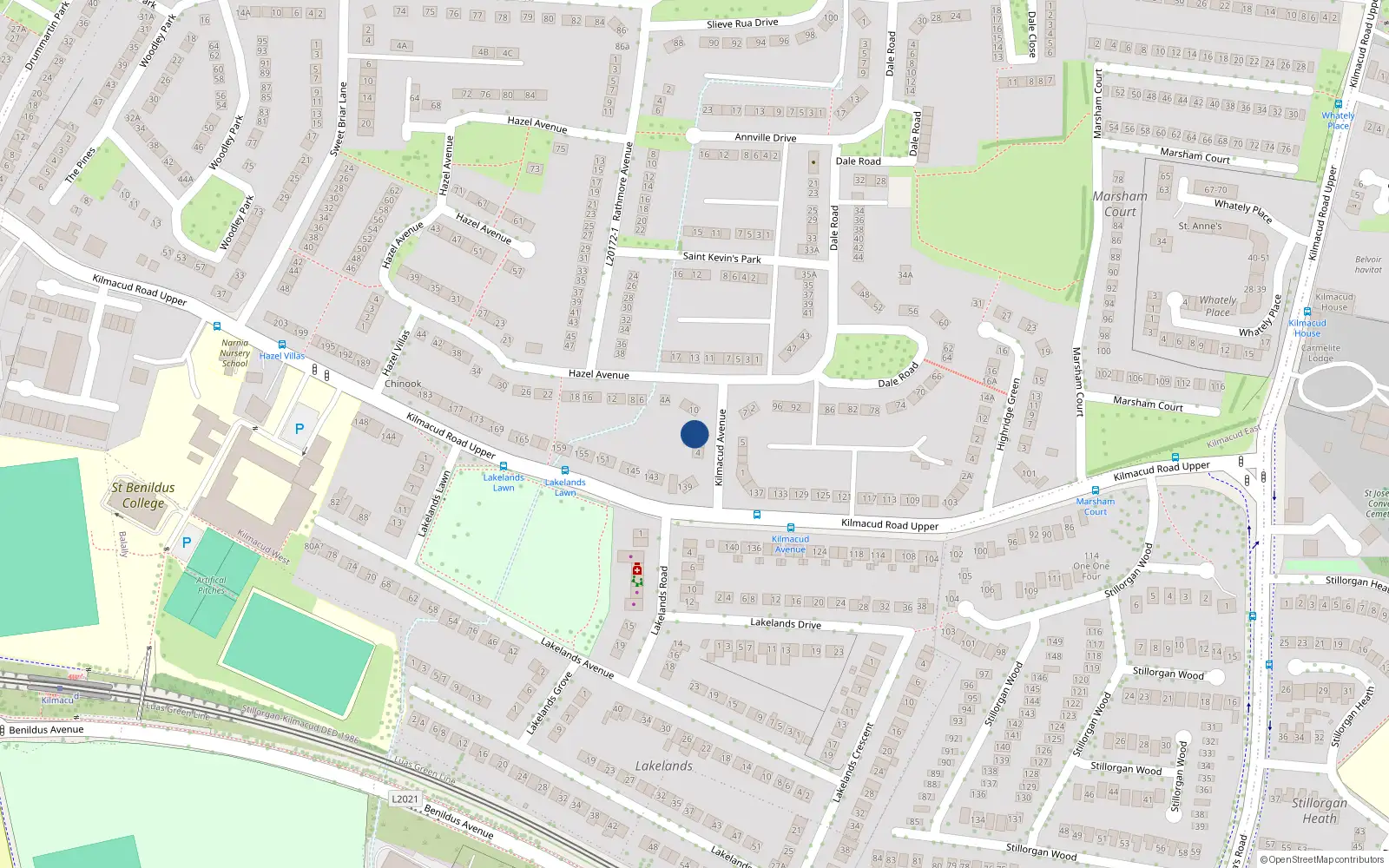 Overhead map showing the location of 6A Kilmacud Avenue, Stillorgan, Dublin