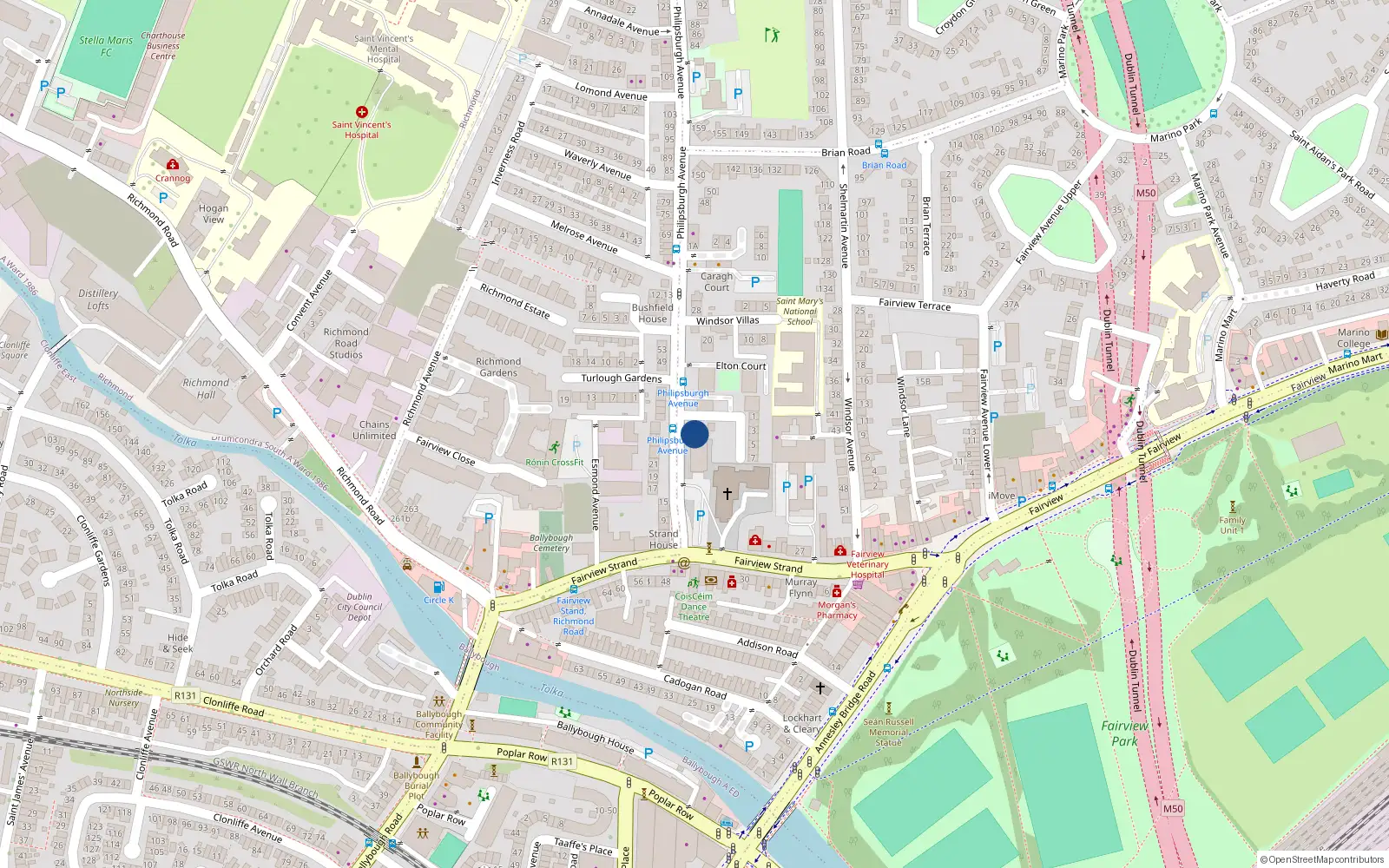 Overhead map showing the location of 6A Philipsburgh Avenue, Dublin 3