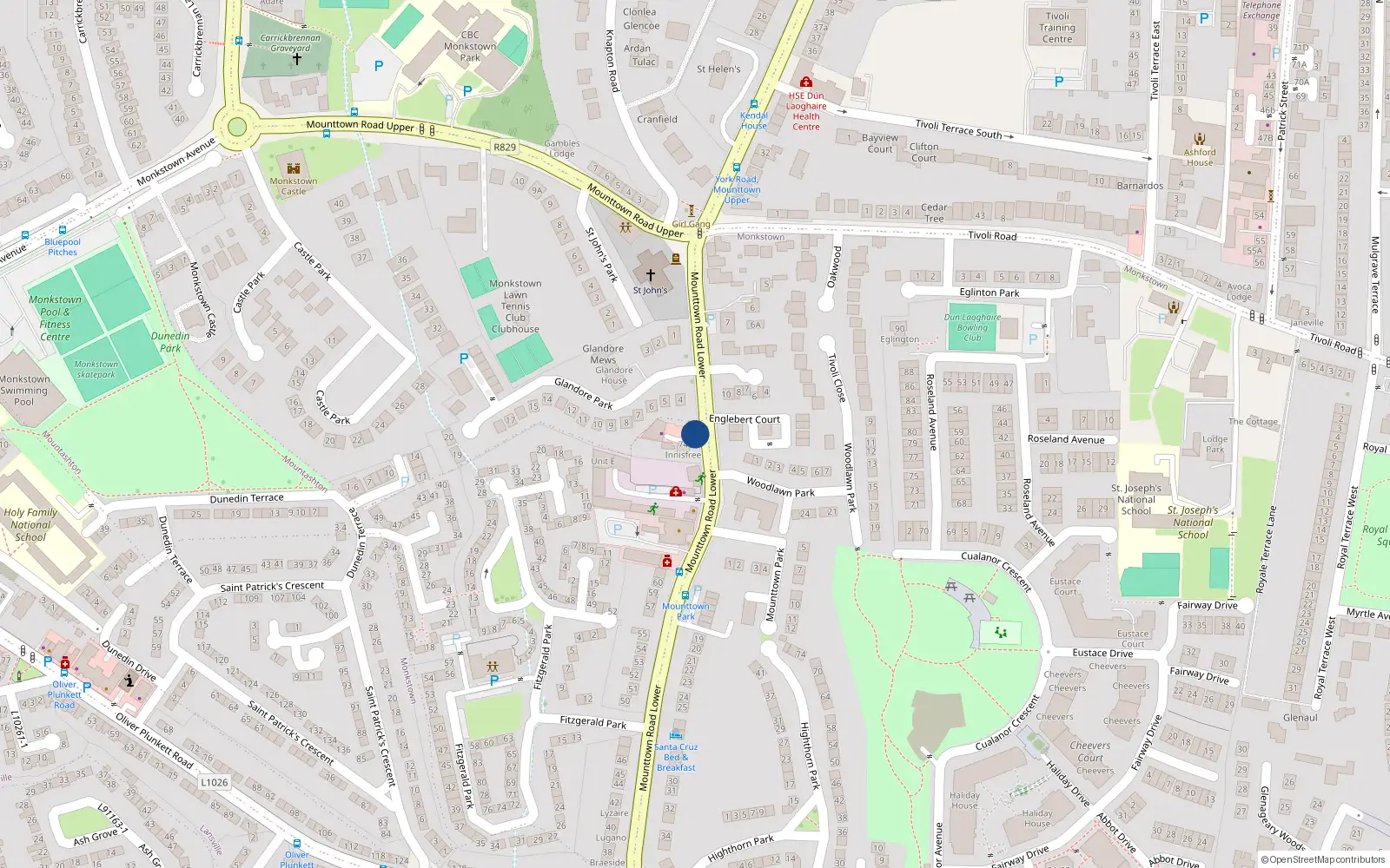 Overhead map showing the location of 76 Mounttown Road Lower, Dublin