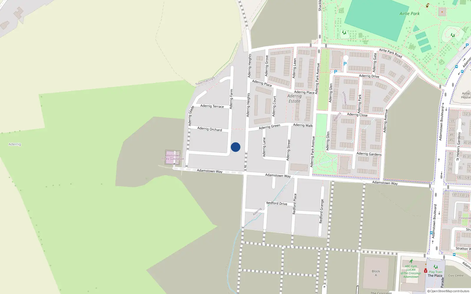 Overhead map showing the location of 7 Aderrig Farm, Lucan