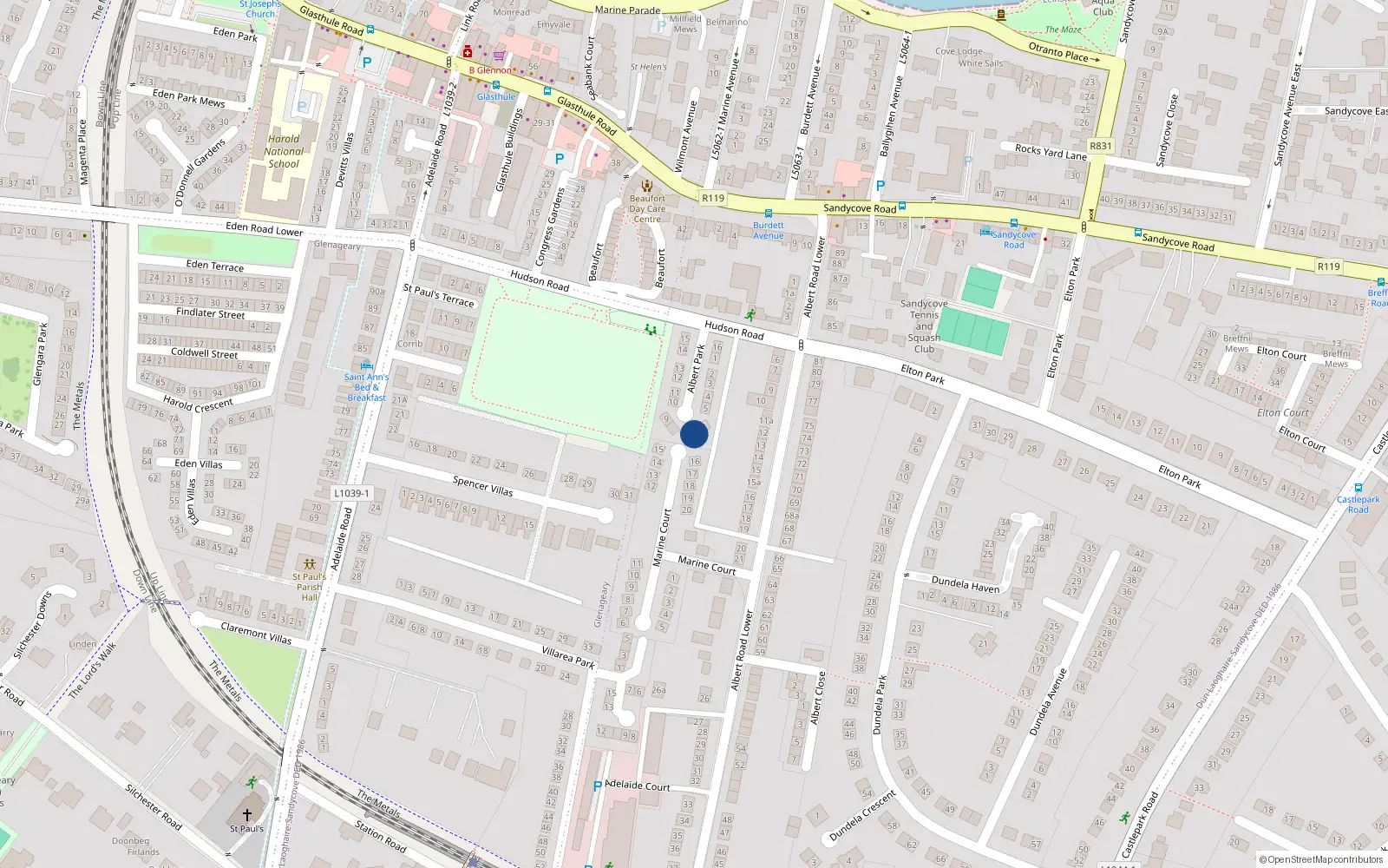 Overhead map showing the location of 7 Albert Park, Dublin