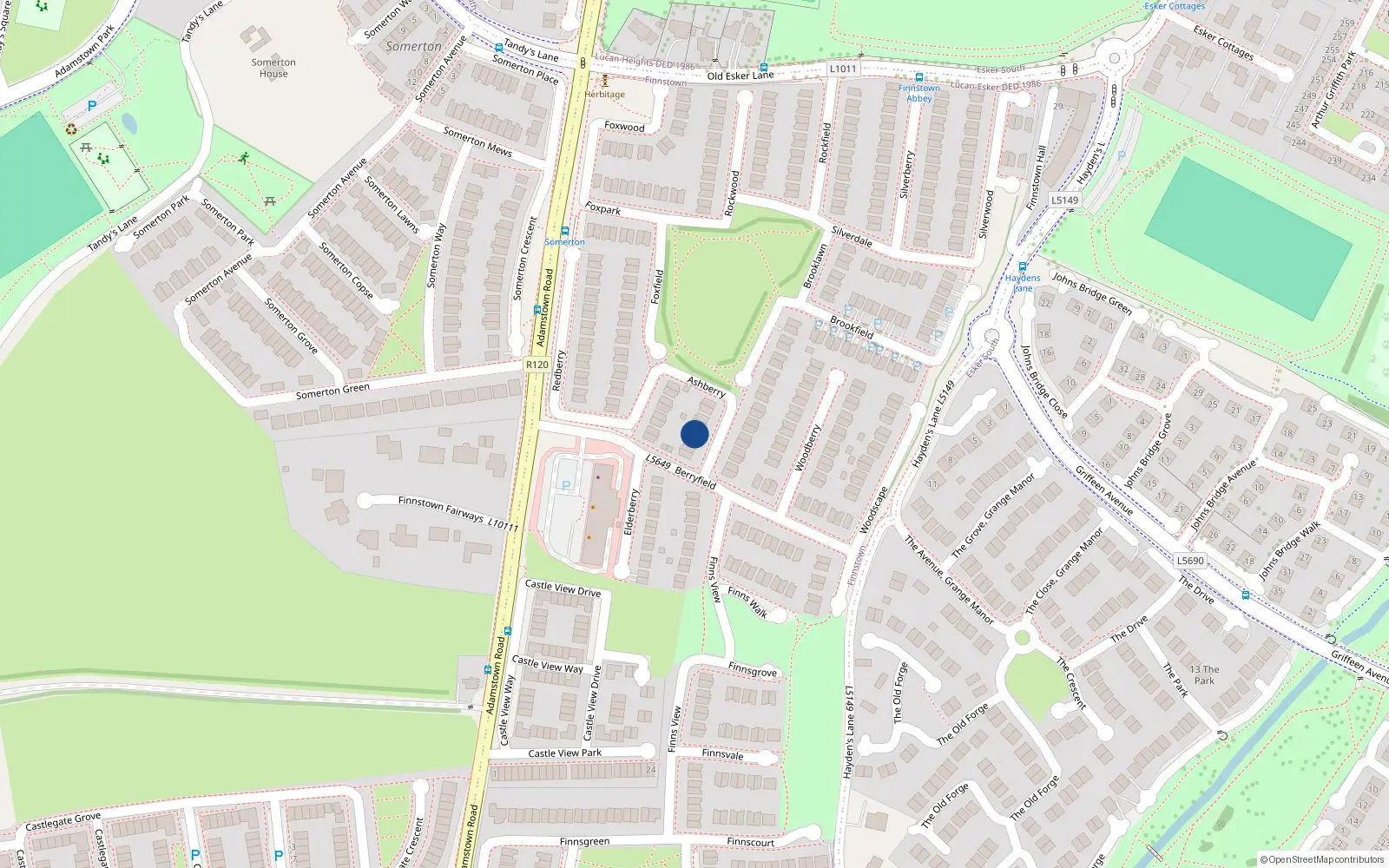 Overhead map showing the location of 7 Ashberry, Lucan