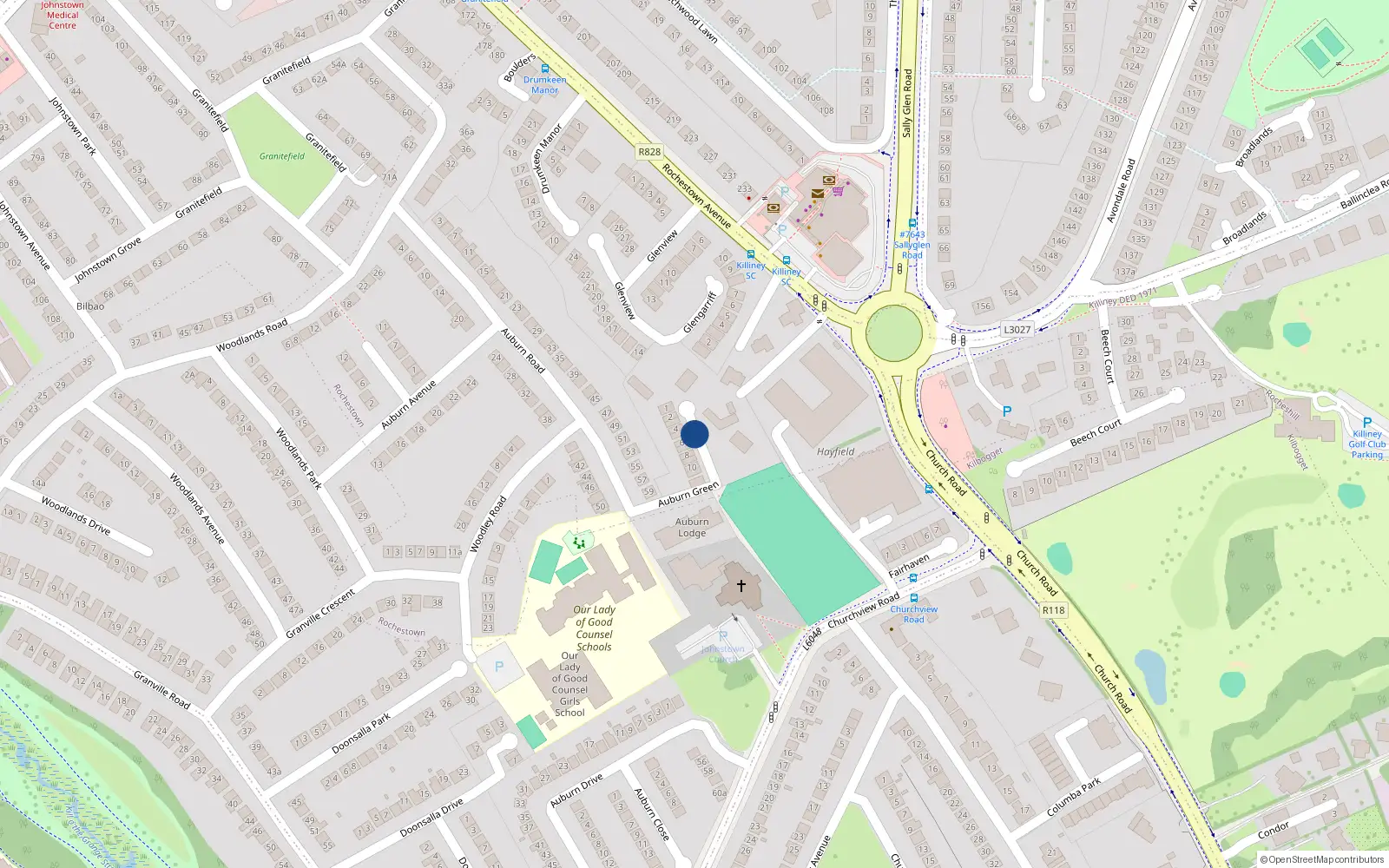 Overhead map showing the location of 7 Auburn Green, Dun Laoghaire