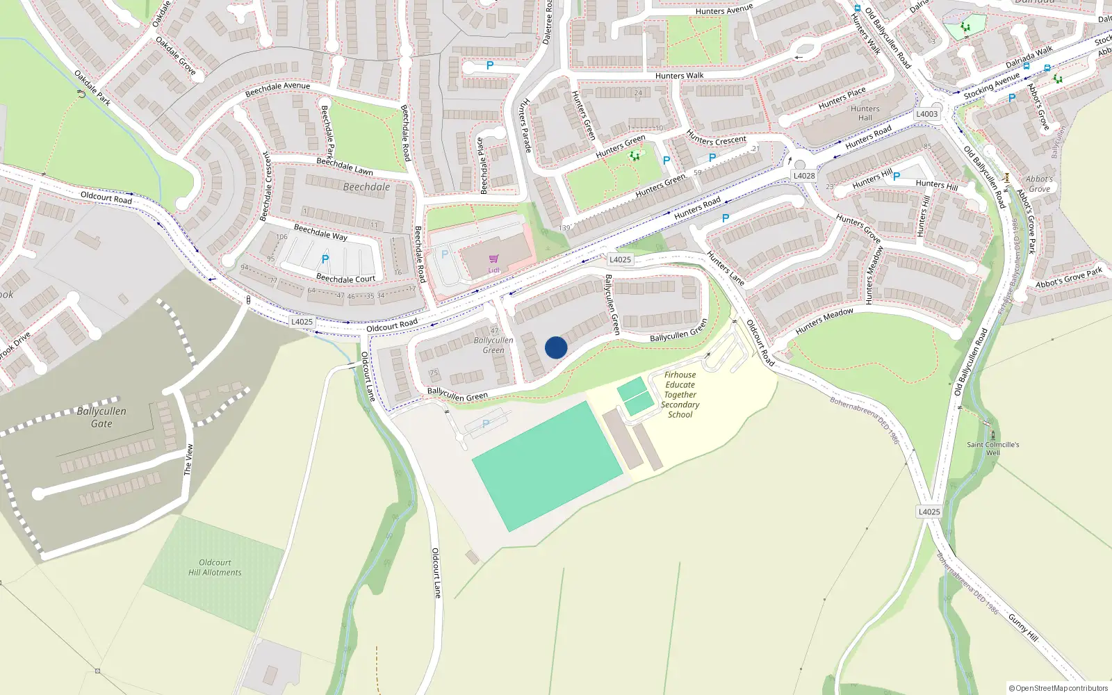 Overhead map showing the location of 7 Ballycullen Green, Dublin 24
