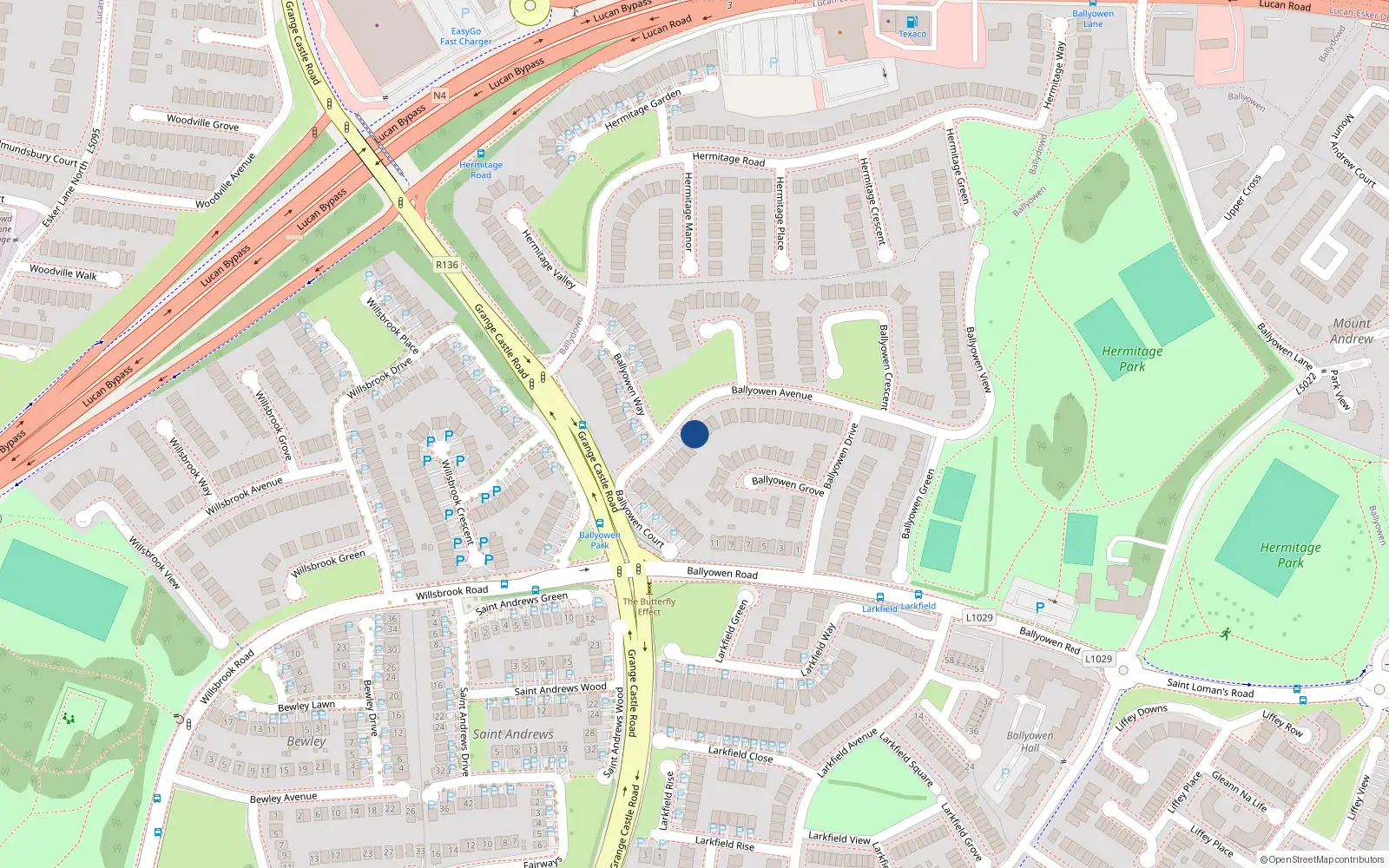 Overhead map showing the location of 7 Ballyowen Avenue, Ballyowen Park, Lucan