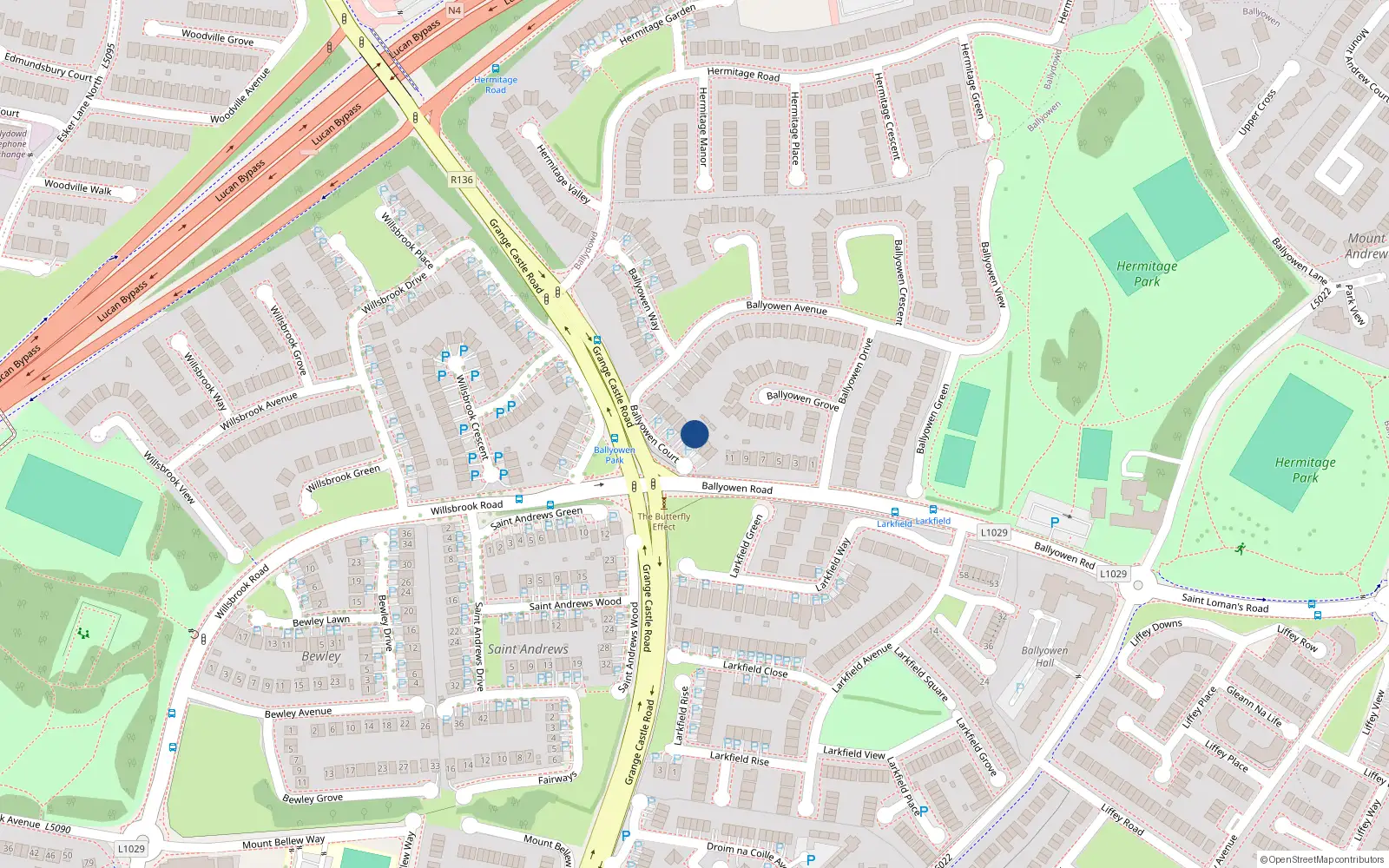 Overhead map showing the location of 7 Ballyowen Court, Lucan