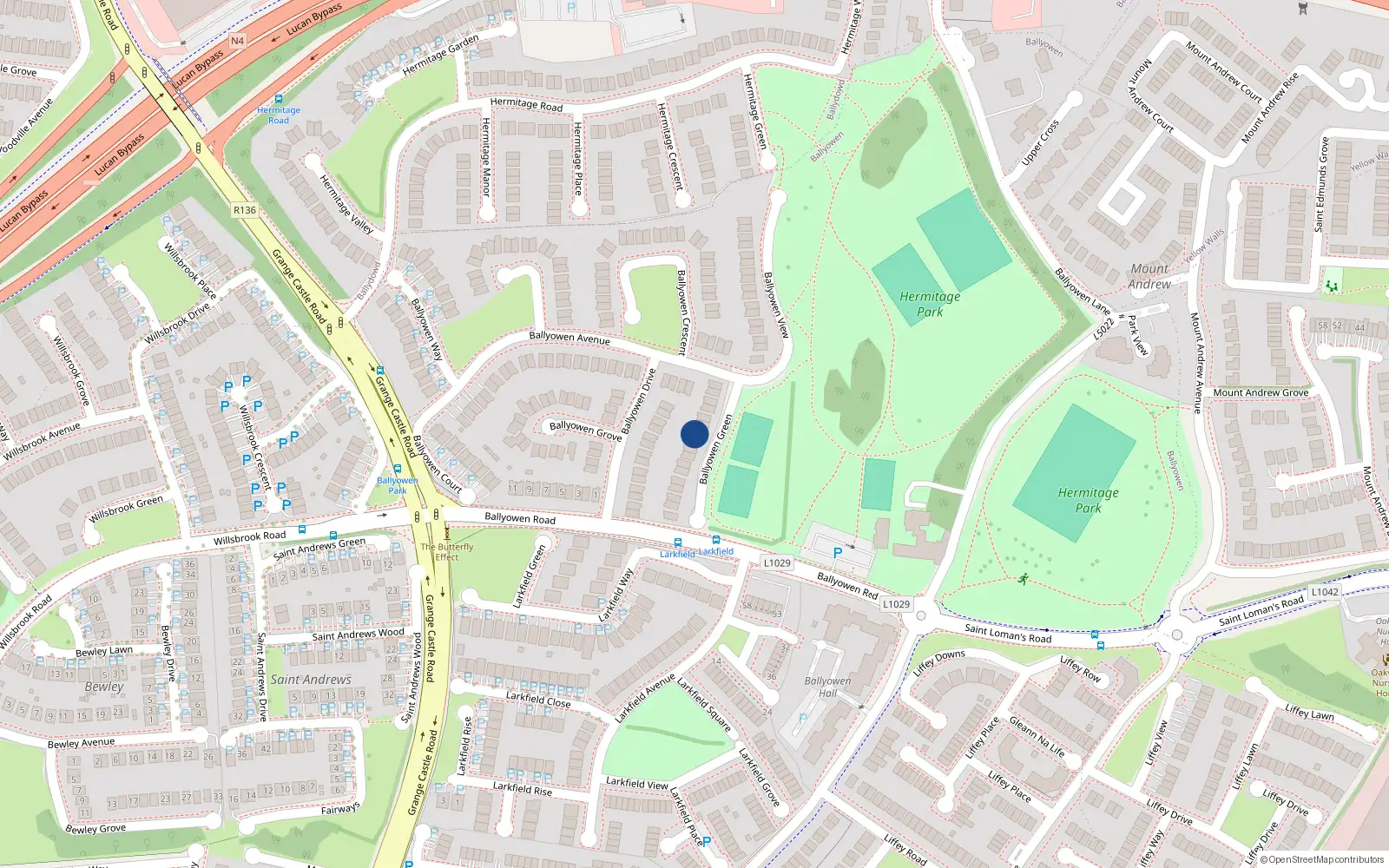 Overhead map showing the location of 7 Ballyowen Green, Lucan