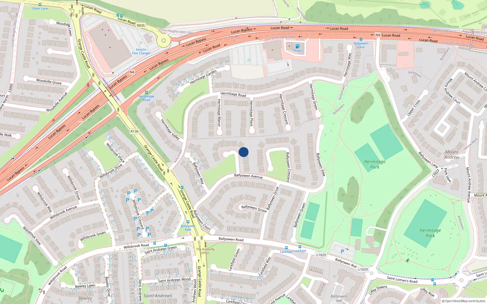 Overhead map showing the location of 7 Ballyowen Lawn, Ballyowen Park, Lucan