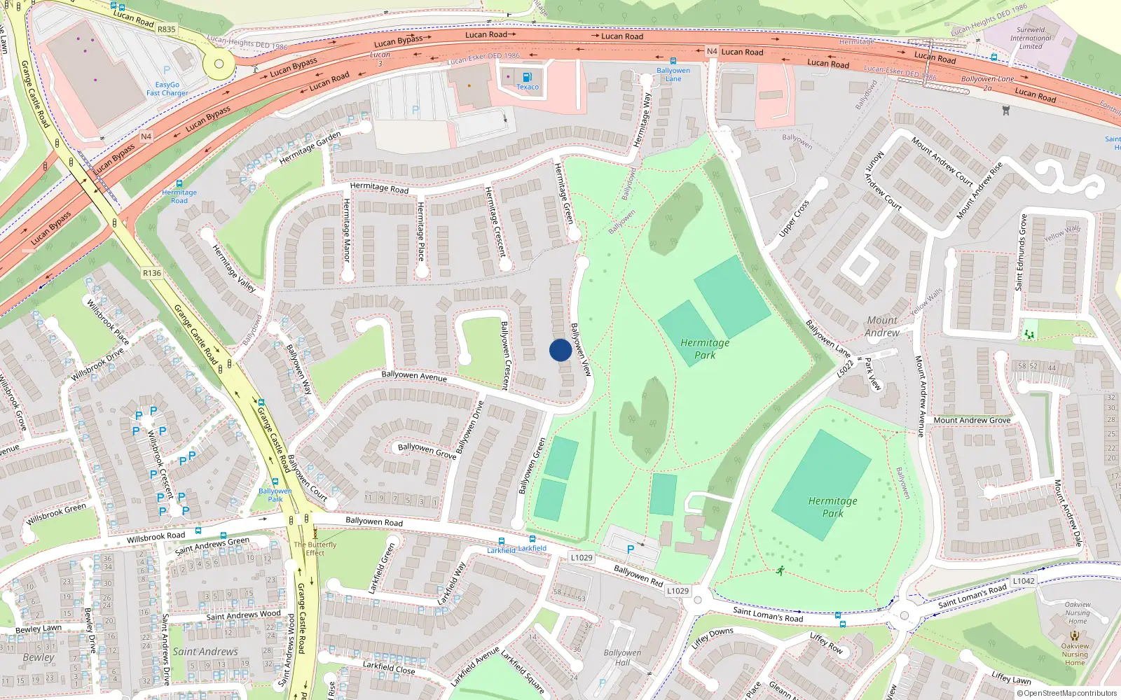 Overhead map showing the location of 7 Ballyowen View, Lucan