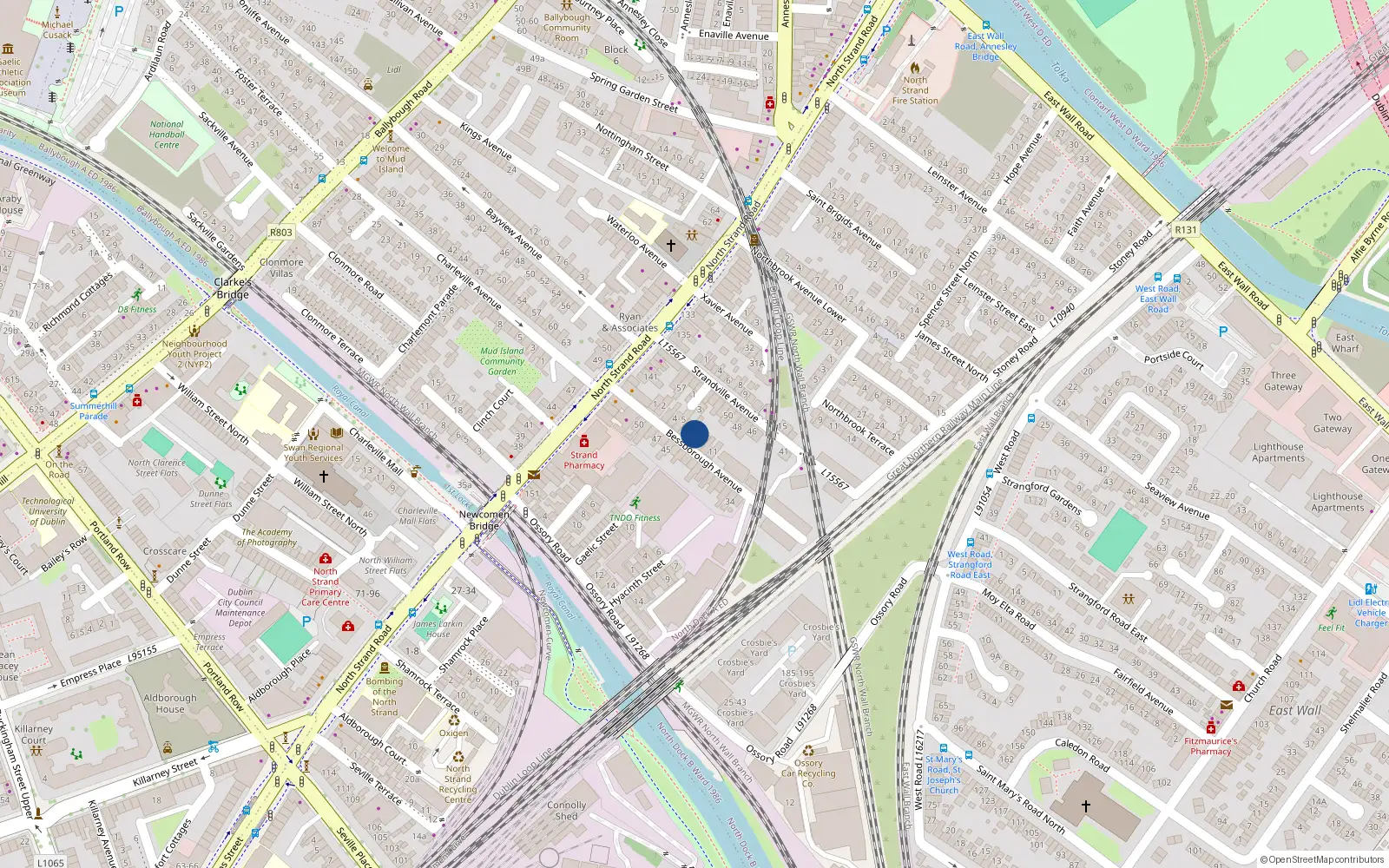 Overhead map showing the location of 7 Bessborough Avenue, North Strand