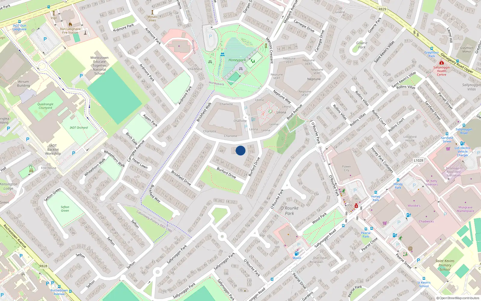 Overhead map showing the location of 7 Boyd Avenue, Dun Laoghaire