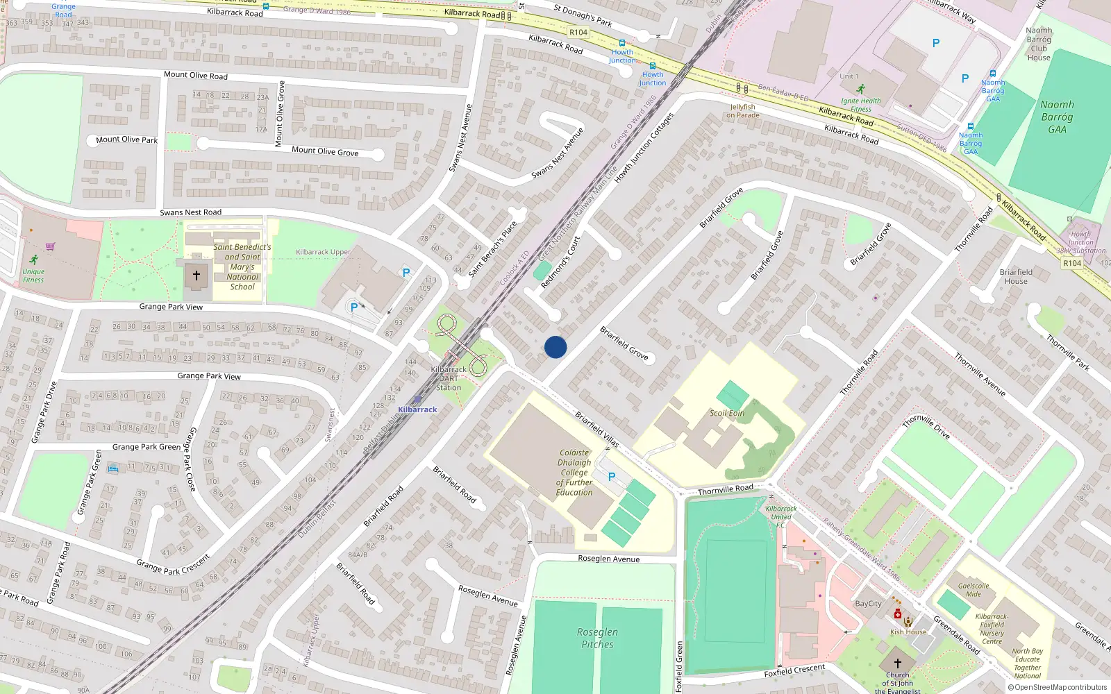 Overhead map showing the location of 7 Briarfield Grove, Kilbarrack, Dublin 5