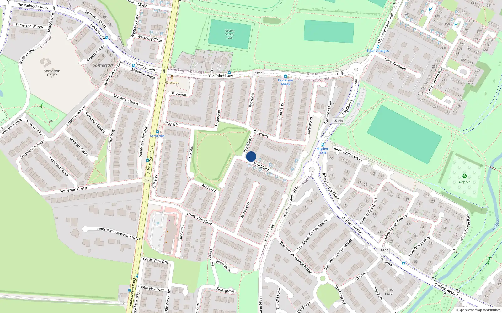 Overhead map showing the location of 7 Brooklawn, Finnstown Abbey, Lucan