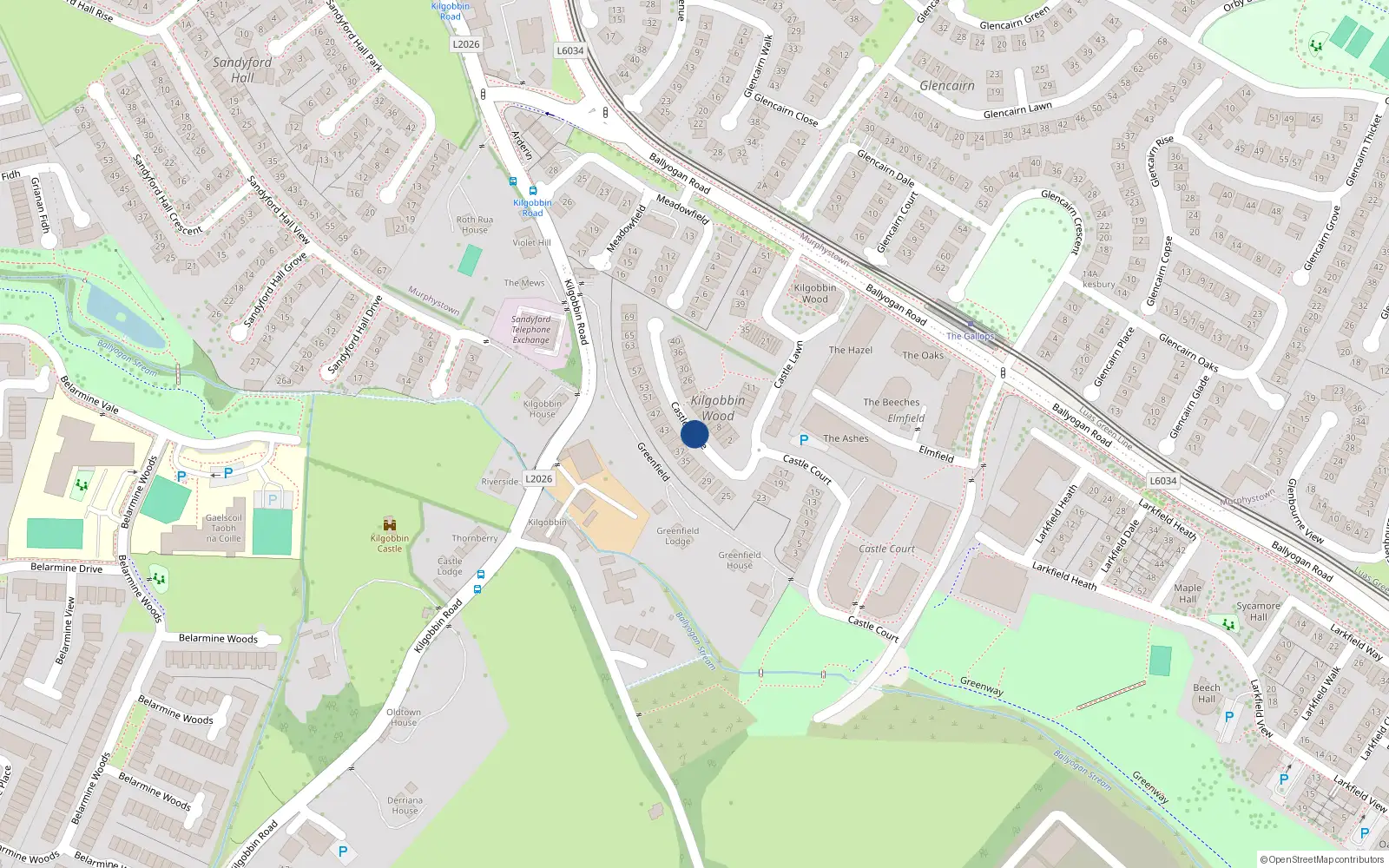 Overhead map showing the location of 7 Castle Grove, Kilgobbin