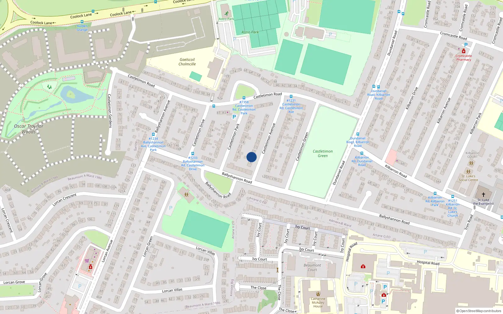 Overhead map showing the location of 7 Castletimon Avenue, Kilmore, Dublin 5