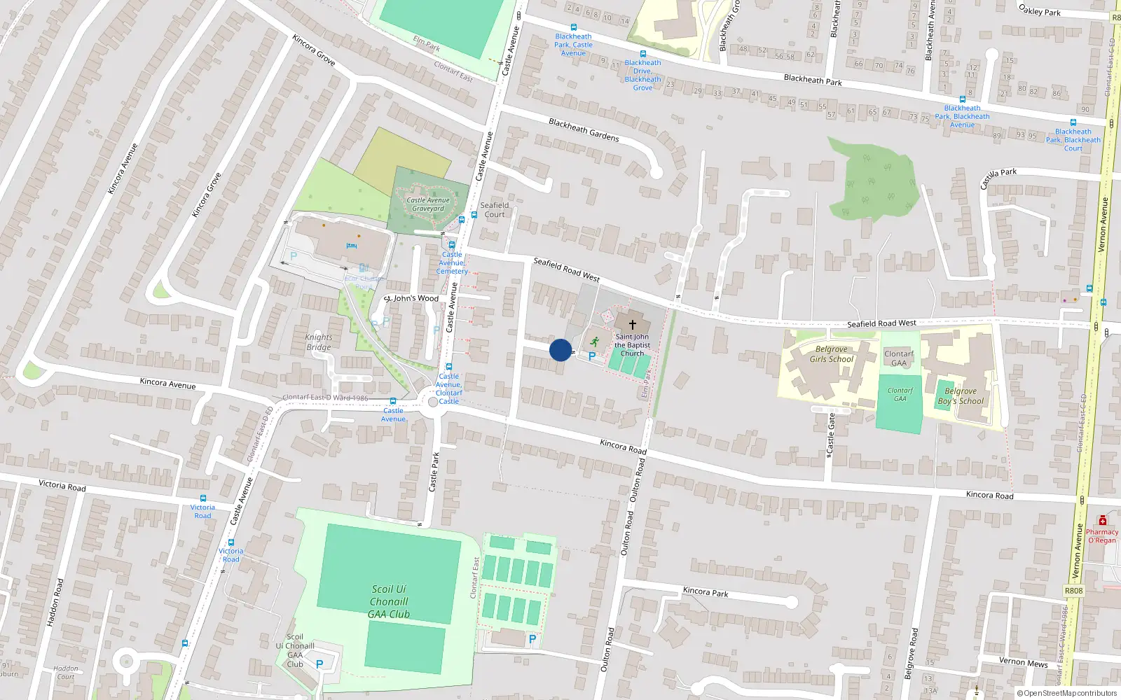 Overhead map showing the location of 7 Castle View, Dublin