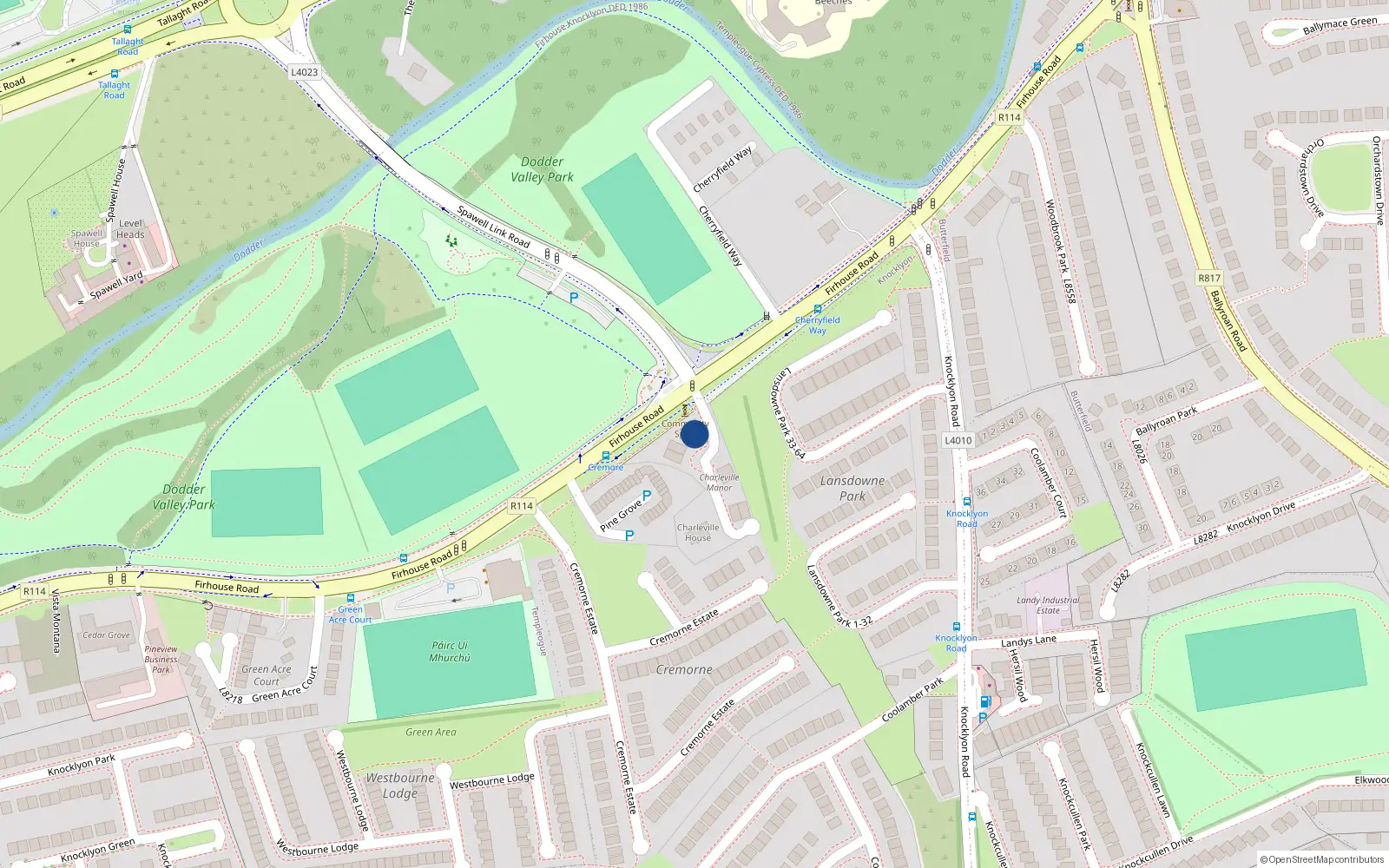 Overhead map showing the location of 7 Charleville Manor, Dublin 16