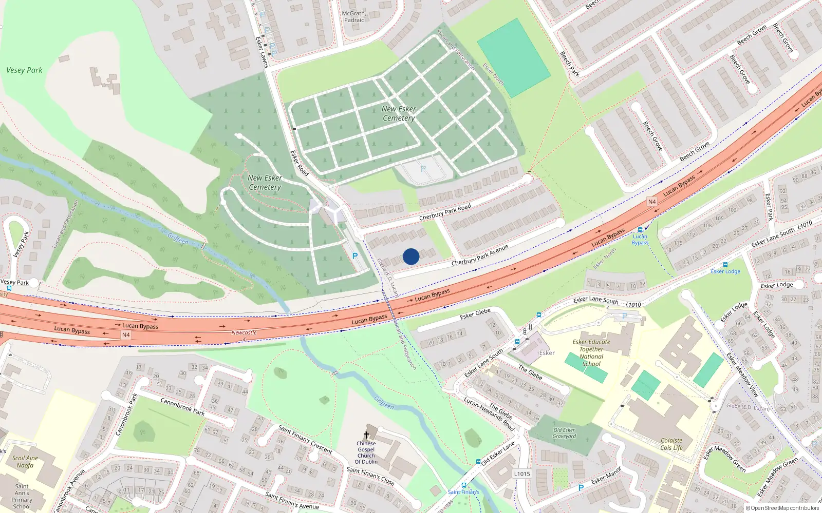 Overhead map showing the location of 7 Cherbury Park Avenue, Lucan