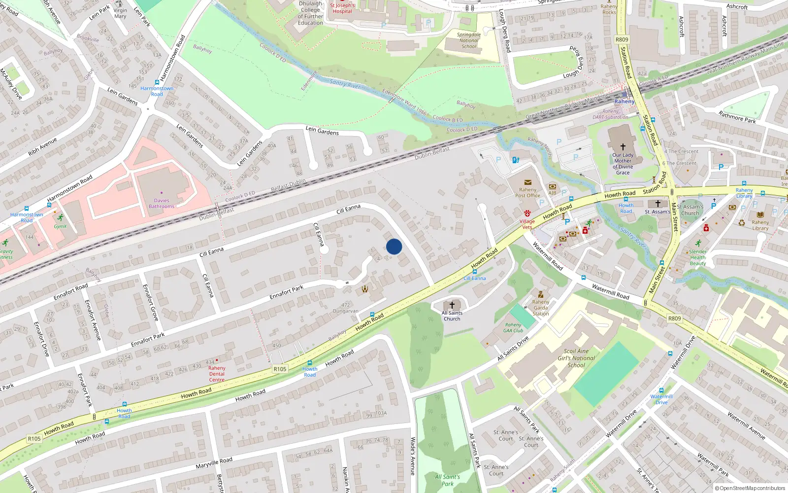 Overhead map showing the location of 7 Cill Eanna, Dublin 5
