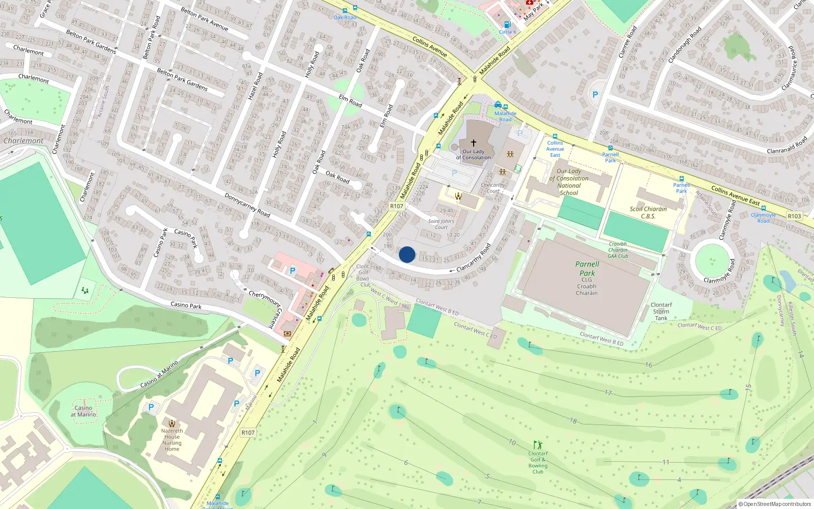 Overhead map showing the location of 7 Clancarthy Road, Dublin 5
