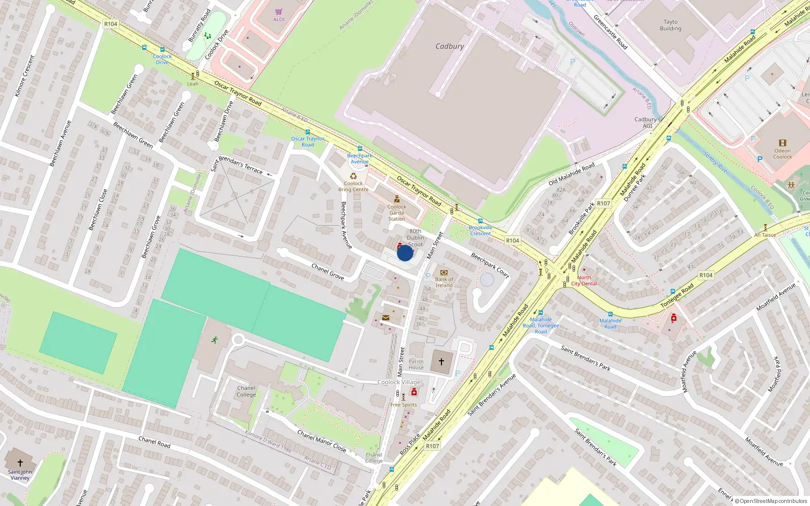 Overhead map showing the location of 7 Coolock Village Centre, Main St, Coolock Dublin 7