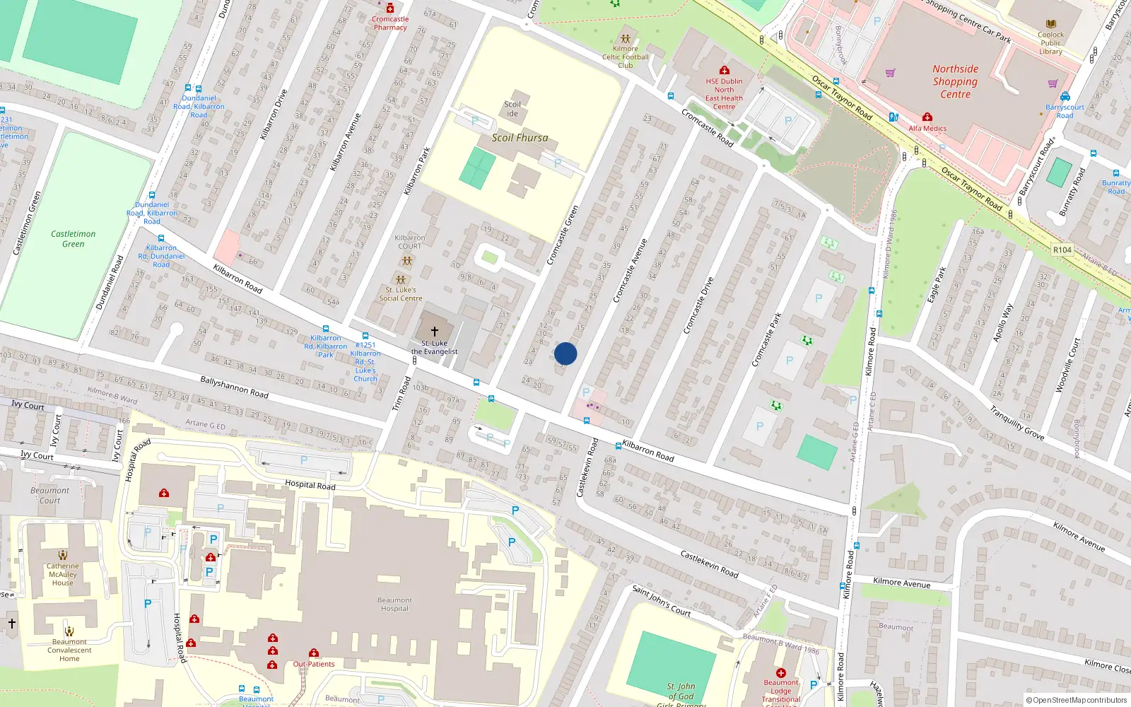 Overhead map showing the location of 7 Cromcastle Avenue, Coolock, Dublin 5