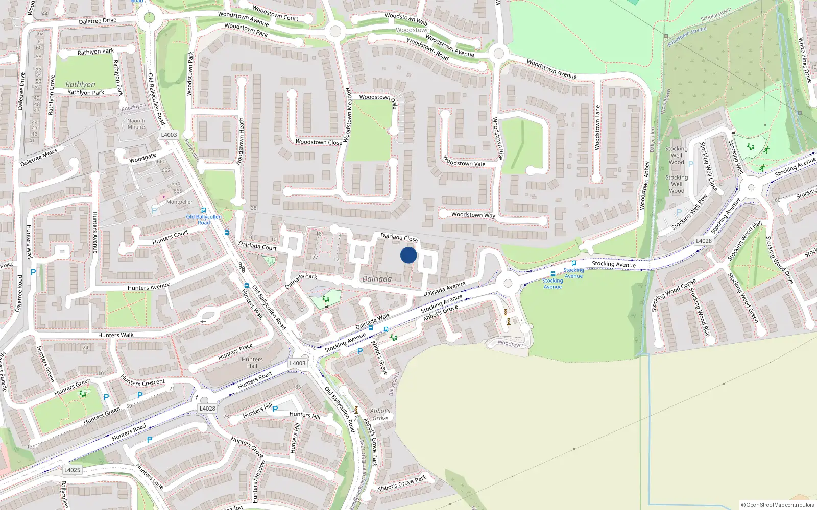 Overhead map showing the location of 7 Dalriada Close, Dublin